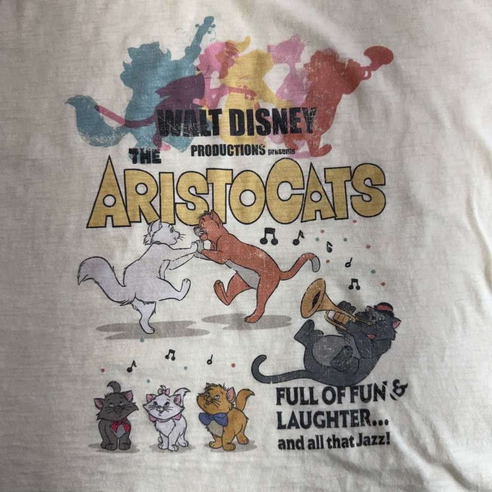 Walt Disney The Aristocats T-Shirt Womens 3XL Cream Crew Neck Graphic Marie Cat - Picture 6 of 11